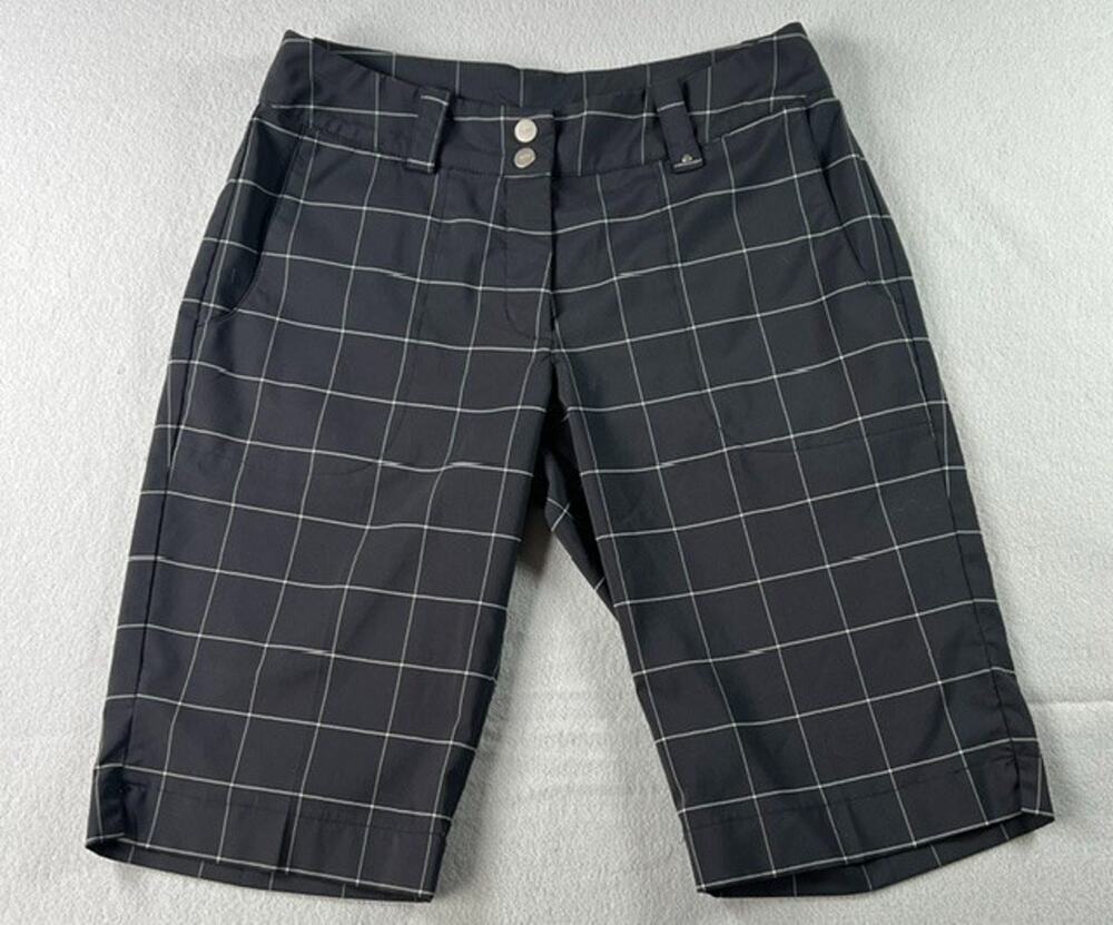 Nike Golf Dri-Fit Gray & White Plaid Shorts Lightweight Breathable, Women's Sz 6